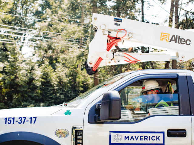 Maverick Strom Services in bucket truck